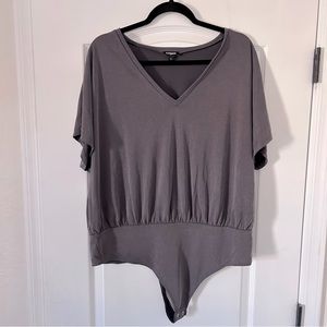 Express Charcoal V-Neck Bodysuit